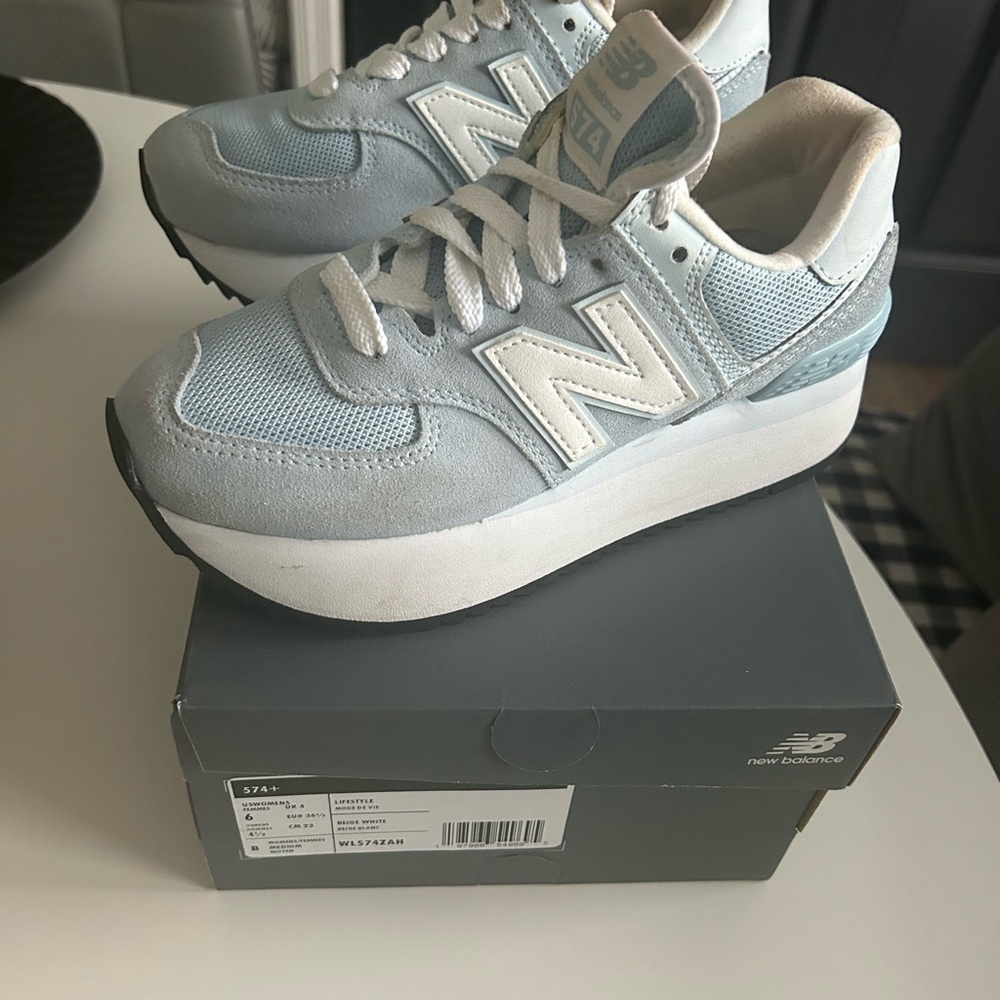 Women’s 574 + New Balance Platform Light Blue Sneakers